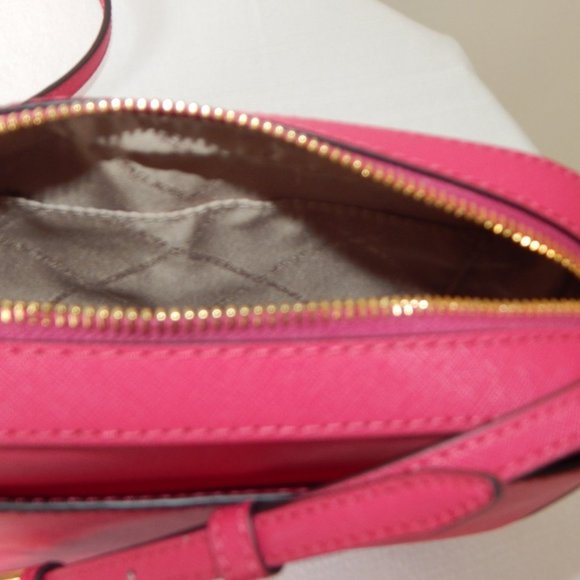 NWT Michael Kors Jet Set Item Leather LG EW Zip Chain Carmine Pink XBody Bag - Picture 14 of 14